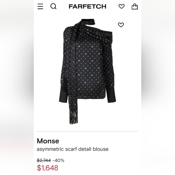 MONSE Long Sleeve Tie Neck Fringe - Picture 4 of 17